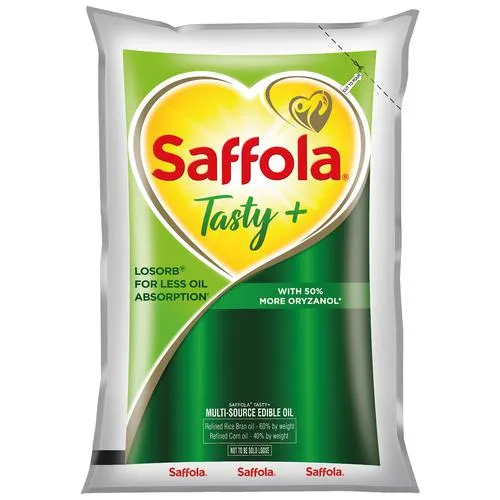 Saffola Tasty Refined Cooking oil | Blended Rice bran Corn oil | Pro Fitness Conscious 1L Pouch