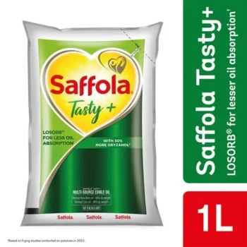 Saffola Tasty Refined Cooking oil | Blended Rice bran Corn oil | Pro Fitness Conscious 1L Pouch