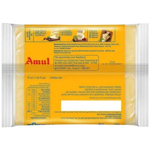 Amul Cheese Slices - Rich In Protein, Wholesome, No Added Sugar, 100 g (5 Slices)