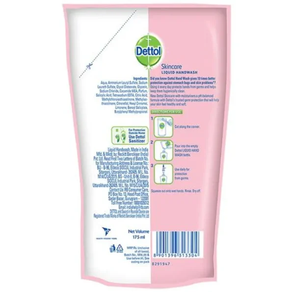 Dettol Hand Wash Liquid Refill - Skincare, 175 ml Pouch