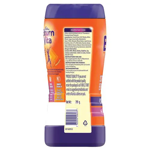 Cadbury Bournvita Chocolate Nutrition Drink, 200 g Jar