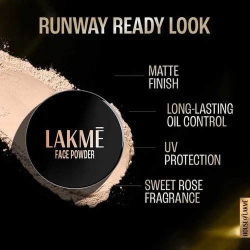 Lakme Face Powder - Matte Finish, Oil Control, For Rosy Glow, 40 g Soft Pink