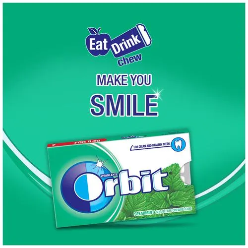 Orbit Sugar Free Chewing Gum - Spearmint 8.8 g Sleeve