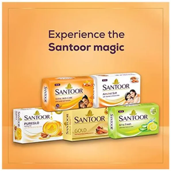 Santoor Sandal & Almond Milk Soap - For Soft & Moisturise Skin, 100 g