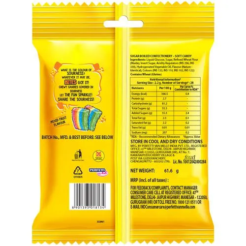 Chupa Chups Sour Bites Mixed Fruit Flavour Soft Chewy Toffee 61.6 g