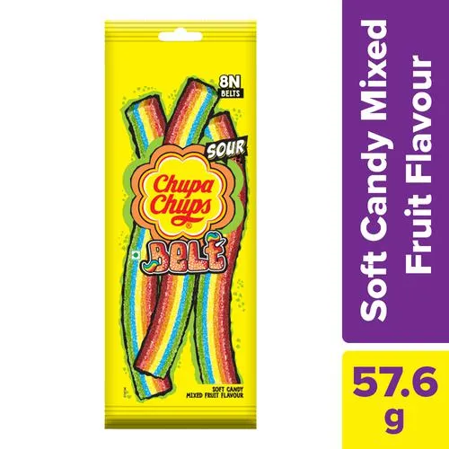 Chupa Chups Sour Belt Mixed Fruit Soft & Chewy Toffee 57.6 g