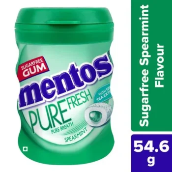 Mentos Pure Fresh Sugarfree Spearmint Chewing Gum - With Green Tea Extract 54.6 g Bottle