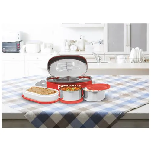 Milton Executive Stainless Steel Lunch/Tiffin Box With Containers & Cover - Red 5 pcs