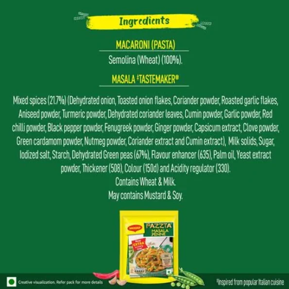 MAGGI Pazzta Masala Penne - Made With 100% Suji/Rawa, 139 g Family Saver Pack, Pouch