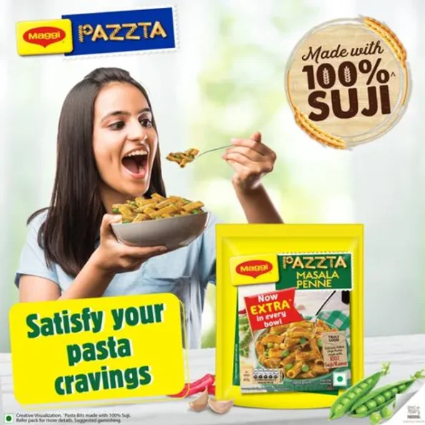 MAGGI Pazzta Masala Penne - Made With 100% Suji/Rawa, 139 g Family Saver Pack, Pouch