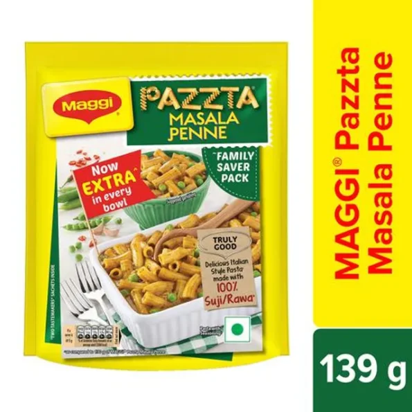 MAGGI Pazzta Masala Penne - Made With 100% Suji/Rawa, 139 g Family Saver Pack, Pouch