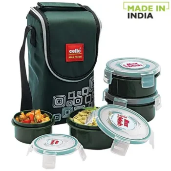 Cello Max Fresh New Click Plastic Lunch Box - Green 4 pcs