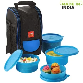 Cello Max Fresh New Super Plastic Lunch Box/Tiffin Box - Blue 4 pcs