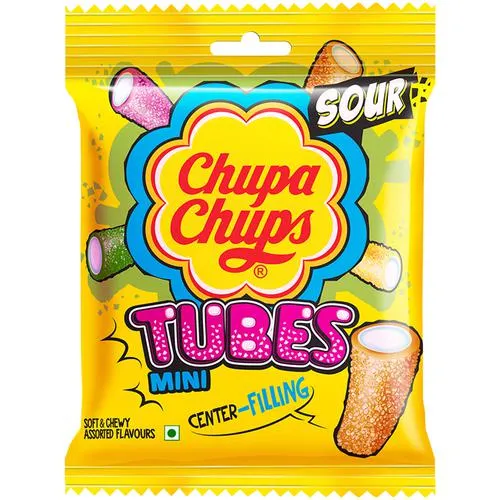Chupa Chups Sour Mini Tubes Mixed Fruit Flavour Soft Chewy Toffee 61.6 g
