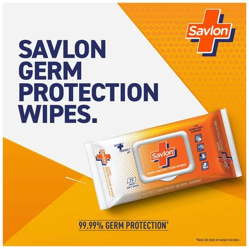 Savlon Germ Protection Wipes - Multi-Purpose, Hands, Body & Surfaces, 10 pcs