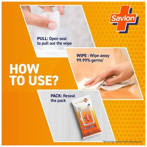 Savlon Germ Protection Wipes - Multi-Purpose, Hands, Body & Surfaces, 10 pcs