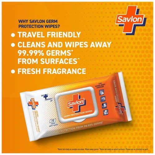 Savlon Germ Protection Wipes - Multi-Purpose, Hands, Body & Surfaces, 10 pcs