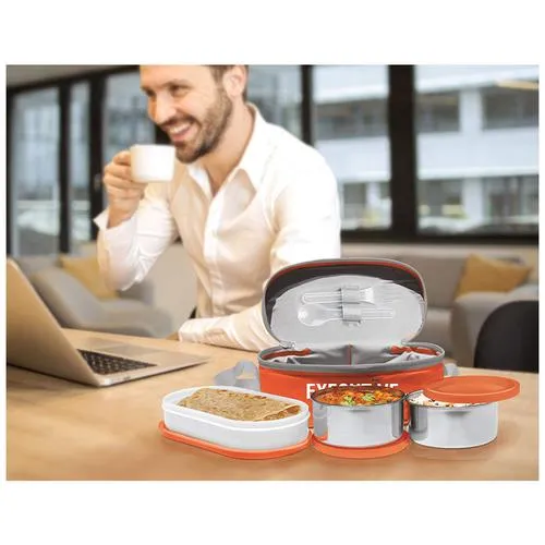 Milton Executive Lunch Insulated Tiffin With Leakproof Containers - Orange 3 pcs