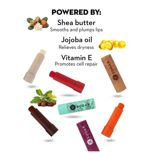 SUGAR Cosmetics Tipsy Lips Moisturising Balm - For Smooth & Plump Lips, Relieves Dryness, Promotes Cell Repair, 4.5 g 02 Cosmopolitan