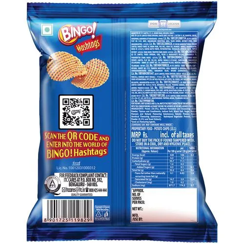 Bingo! Hashtags Spicy Masala Potato Chips 22.5 g Pouch