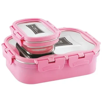 Cello Thermo Click Lunch Pack - Stainless Steel Big Pink Leak-proof For Office & School Use 925 ml