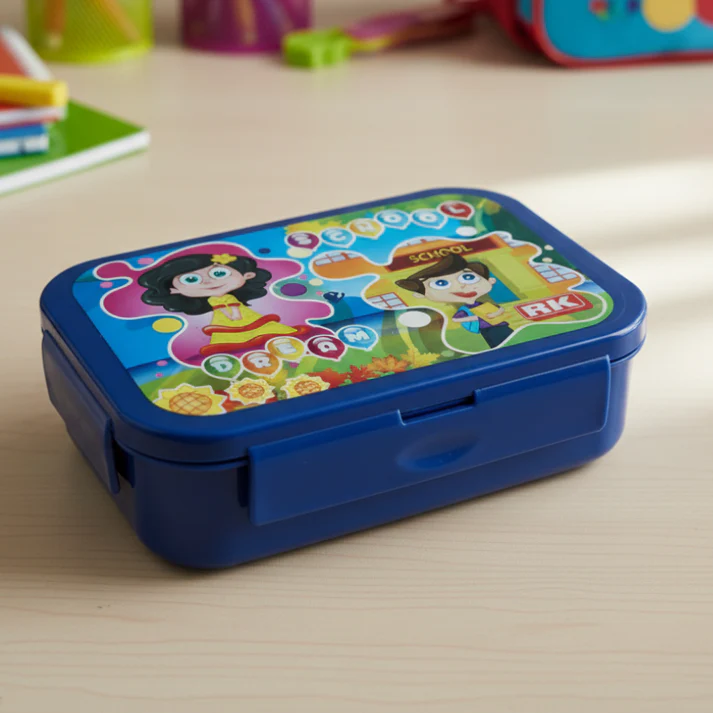 KidsStainlessSteelLunchBoxDurableInnerSteelTiffinwithPlasticOuterEasyCleanSchoolLunchBox_RandomColor-Packof1_1